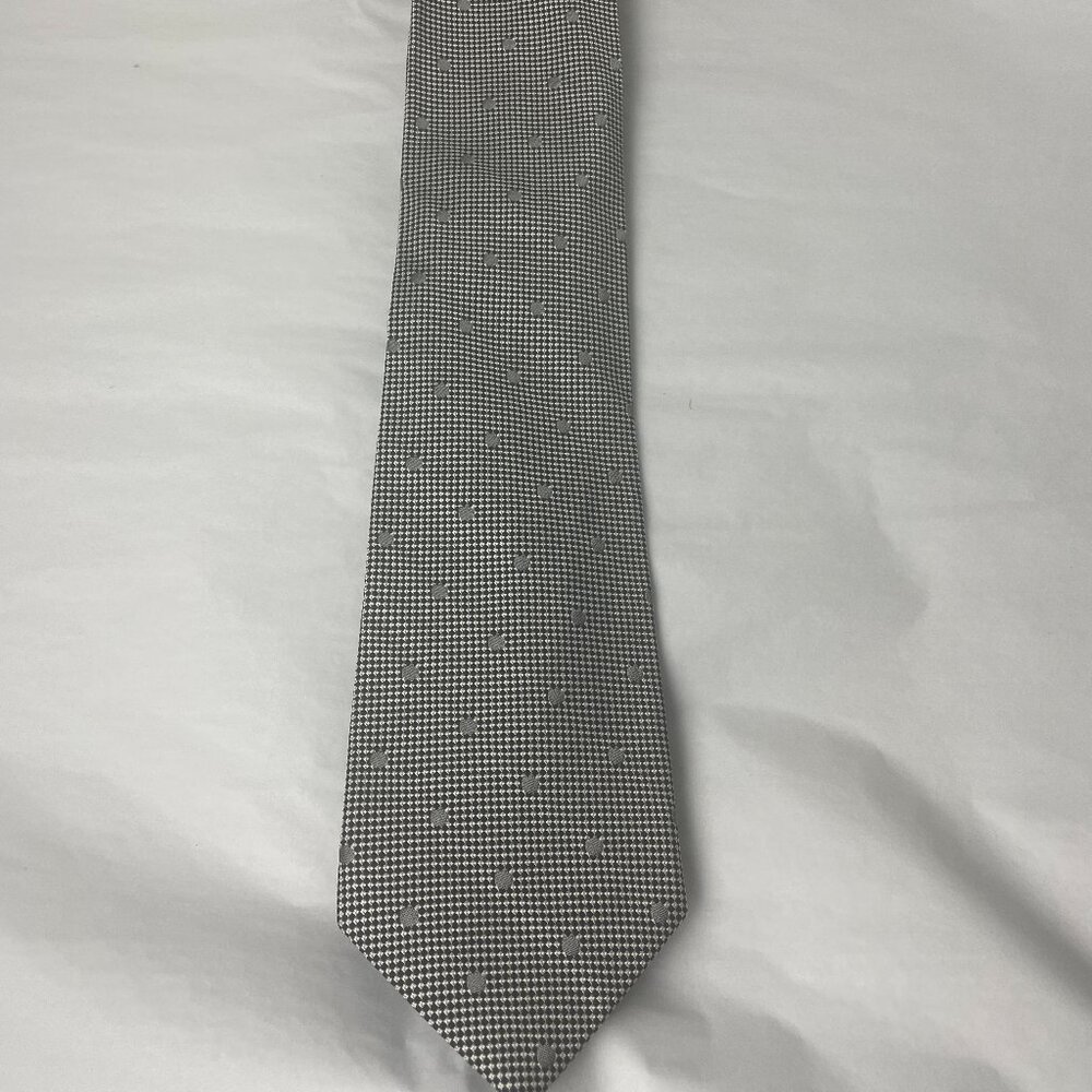Saks Fifth Avenue Silk Necktie Black and White Checked